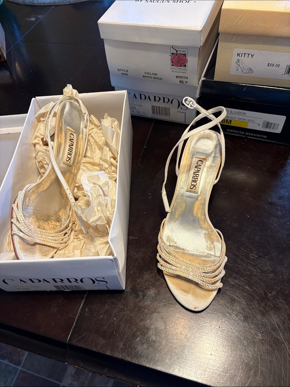 Caparros Champagne Strappy High Heel Sandals